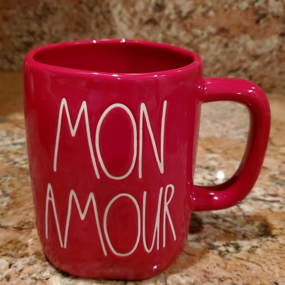 RAE DUNN "Mon Amour" Valentine's Day Red Ceramic Coffee Mug ~ New - Picture 1 of 5